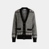 Cardigan In Black And White Mohair And Silk