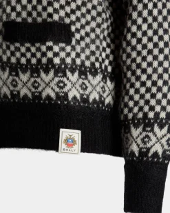 Cardigan In Black And White Mohair And Silk