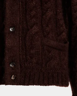 Cardigan in Brown Mohair And Silk