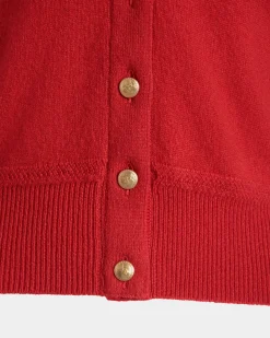 Cardigan In Candy Red Cashmere
