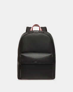 Code Backpack in Black Grained Leather