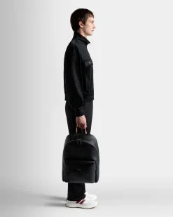 Code Backpack in Black Grained Leather