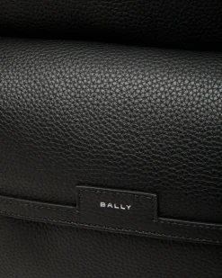 Code Backpack in Black Grained Leather