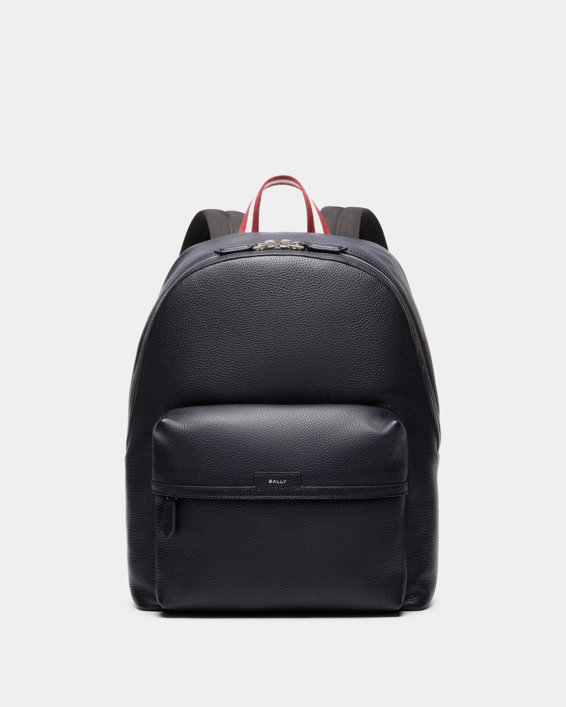 Code Backpack In Navy Blue Grained Leather