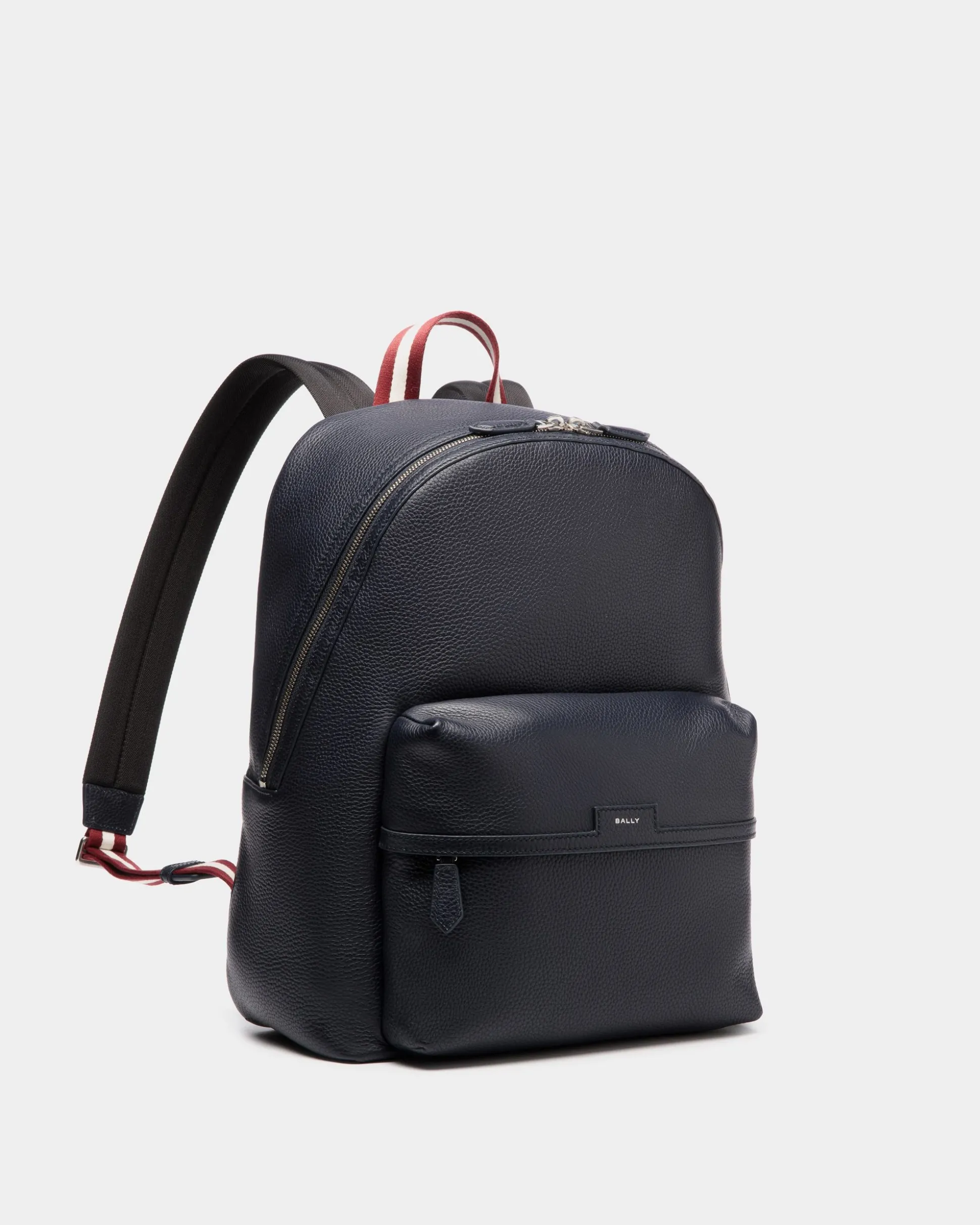 Code Backpack In Navy Blue Grained Leather