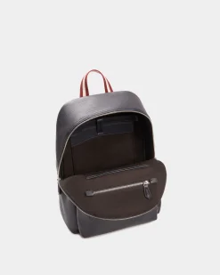 Code Backpack In Navy Blue Grained Leather