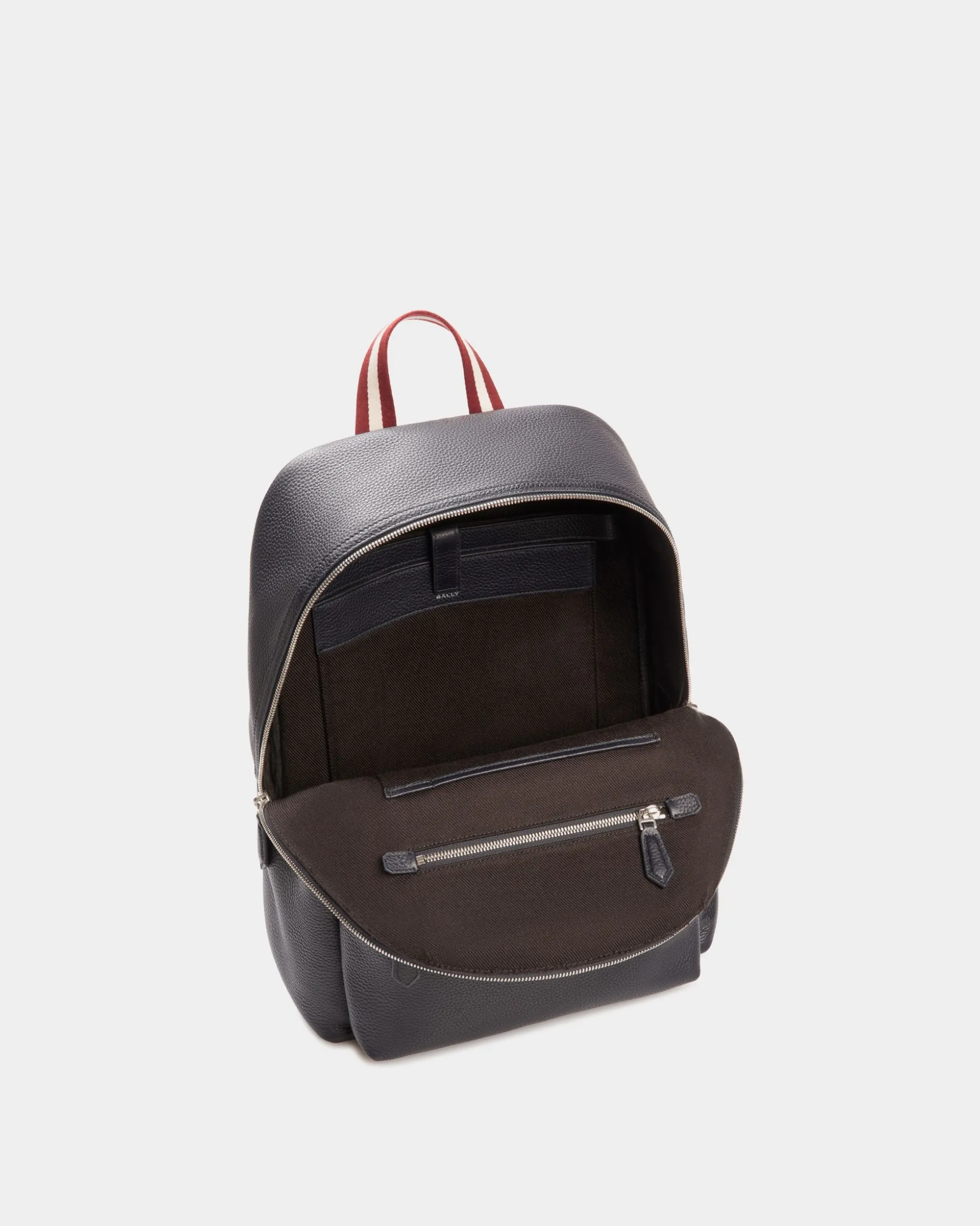 Code Backpack In Navy Blue Grained Leather