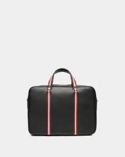 Code Briefcase In Black Grained Leather