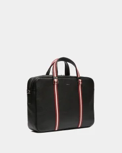 Code Briefcase In Black Grained Leather