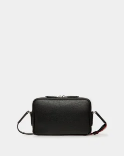 Code Crossbody Bag in Black Grained Leather
