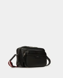 Code Crossbody Bag in Black Grained Leather
