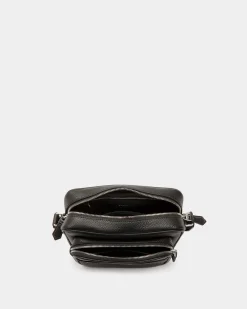 Code Crossbody Bag in Black Grained Leather