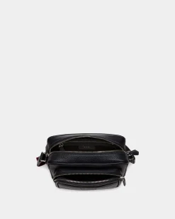 Code Crossbody Bag In Navy Blue Grained Leather