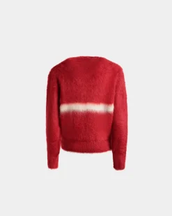 Crewneck Sweater In Red Mohair And Silk