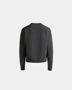 Crewneck Sweater With Logo In Dark Grey Wool