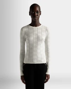 Crewneck Top In A Beige Silk Blend