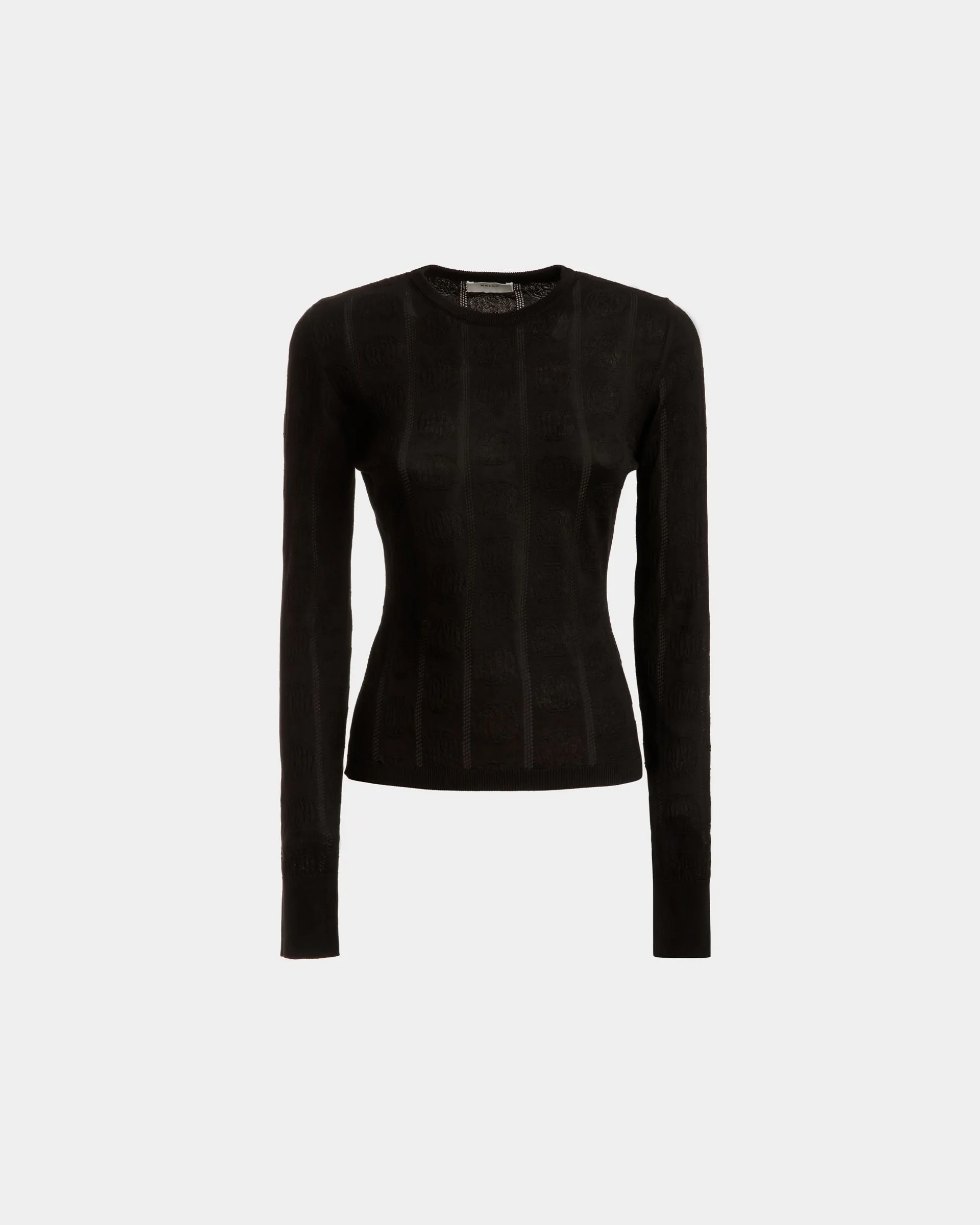 Crewneck Top In Black Cotton And Silk