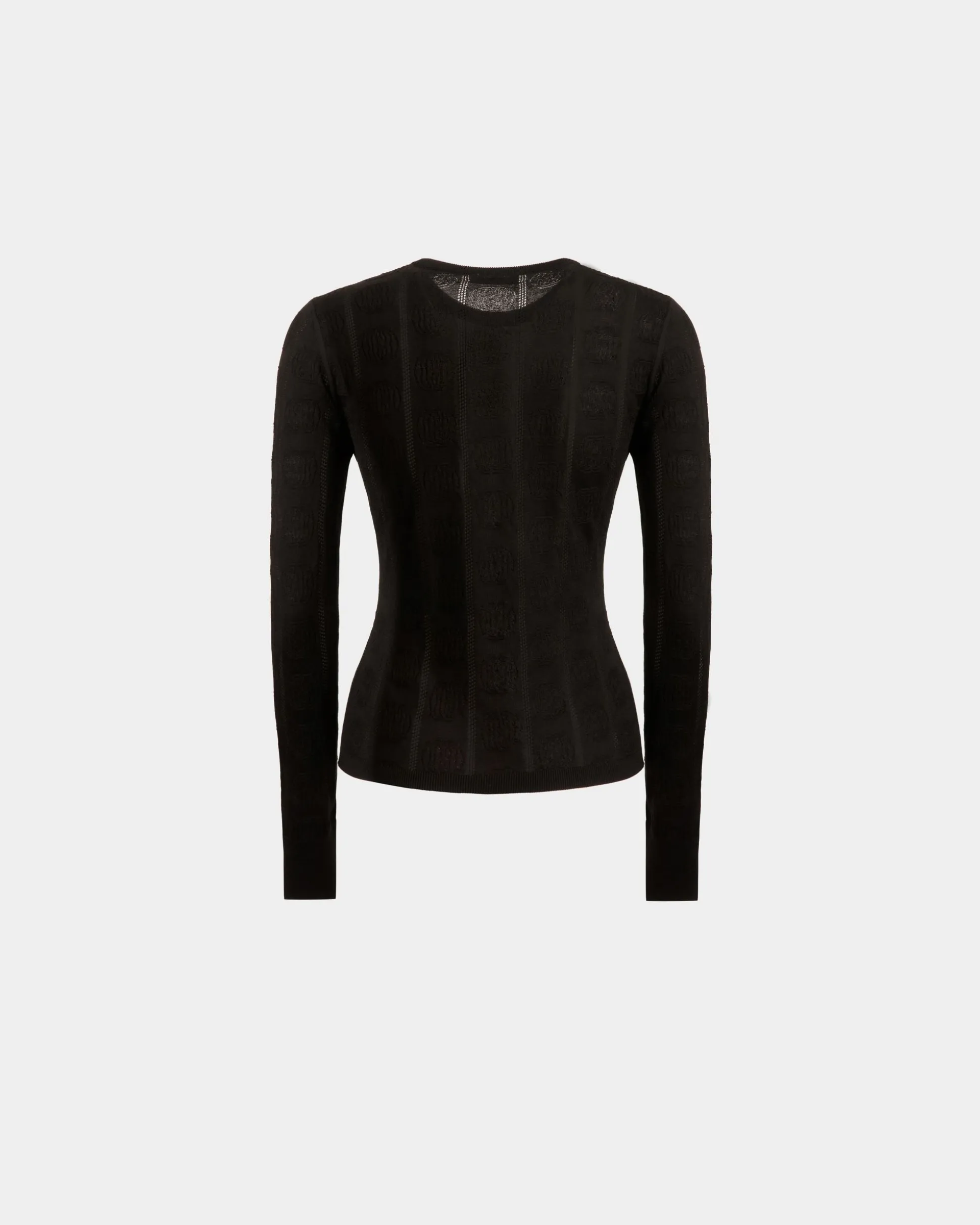 Crewneck Top In Black Cotton And Silk