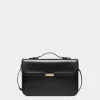 Deco Briefcase in Black Brushed Leather