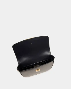 Deco Crossbody Bag in Navy Blue Brushed Leather