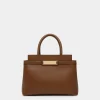 Deco Small Tote Bag in Brown Leather