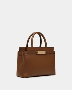 Deco Small Tote Bag in Brown Leather