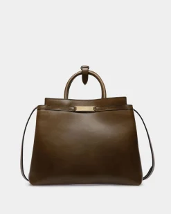 Deco Tote Bag In Marron Glacé Leather