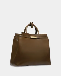 Deco Tote Bag In Marron Glacé Leather