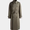 Double-breasted Trench In Military Green Cotton Blend Gabardine