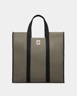 Easy Bally Tote In Military Green Cotton Canvas