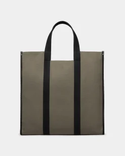 Easy Bally Tote In Military Green Cotton Canvas