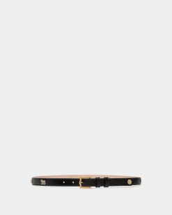 Emblem 85 cm Belt in Black Brushed Leather