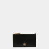 Emblem Card Holder In Black Leather