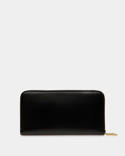 Emblem Long Wallet in Black Leather