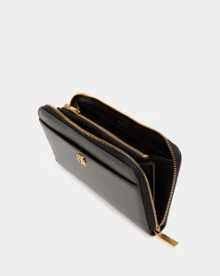 Emblem Long Wallet in Black Leather