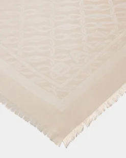 Emblem Print Square Scarf In Dusty Petal Silk