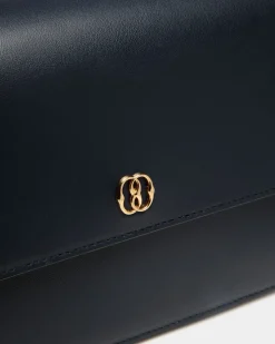 Emblem  Small Crossbody Bag in Navy Blue Leather