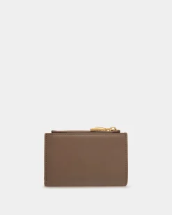 Emblem Wallet in Beige Leather