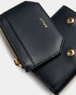 Emblem Wallet in Navy Blue Leather