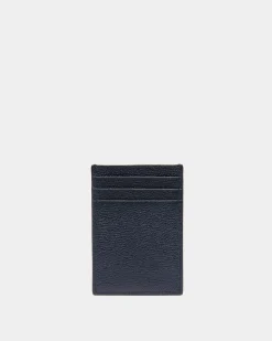 Flag Card Holder in Blue Leather