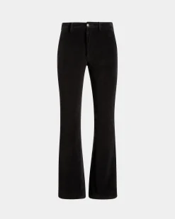 Flared Pants In Black Cotton Corduroy