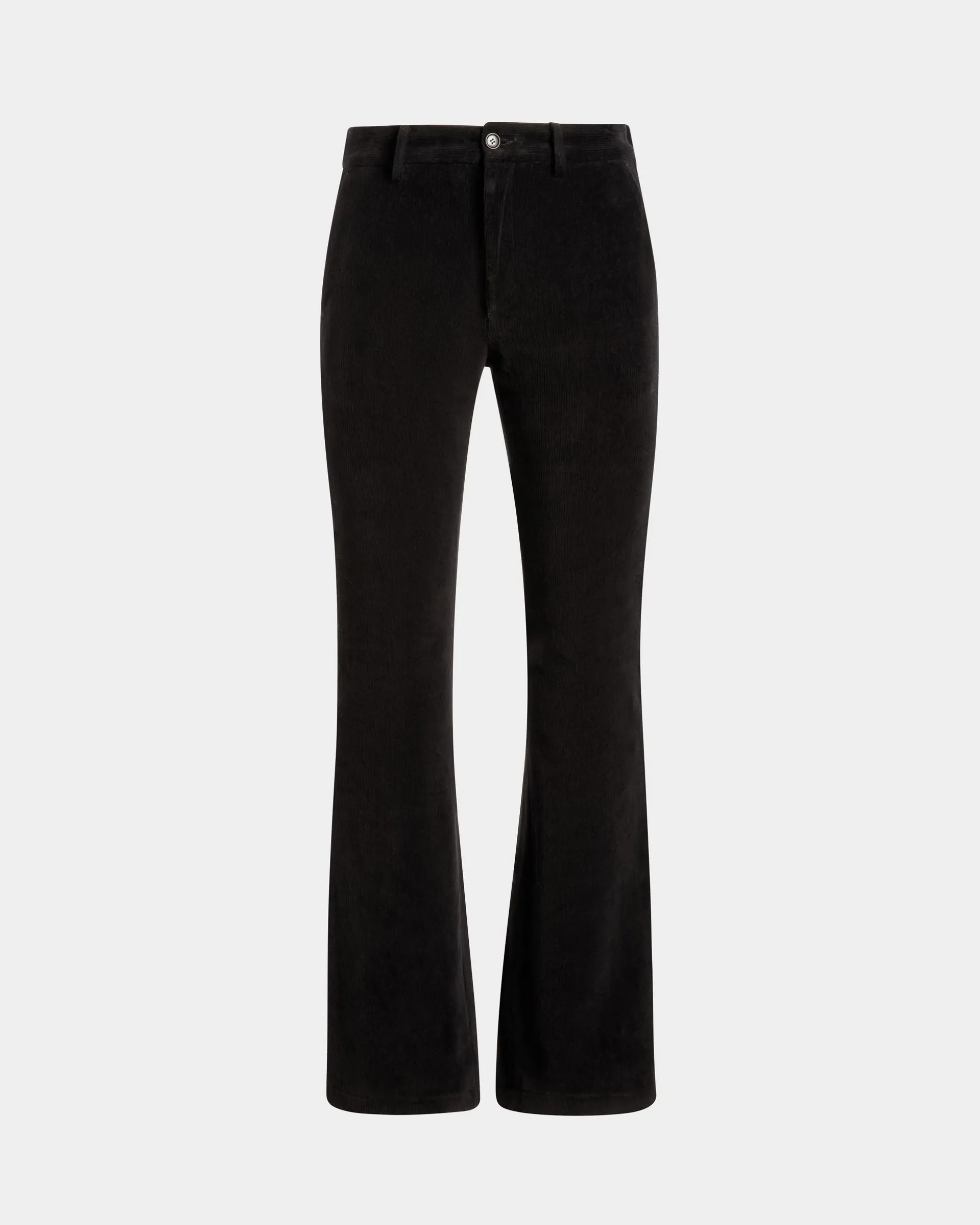 Flared Pants In Black Cotton Corduroy