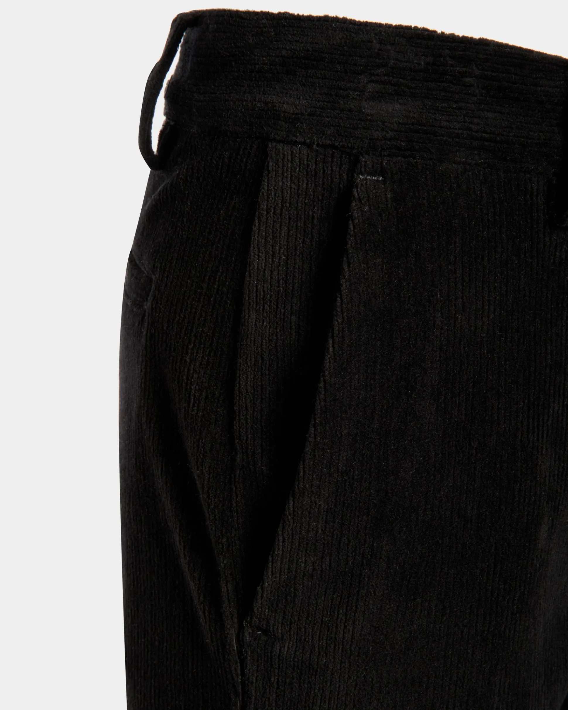 Flared Pants In Black Cotton Corduroy