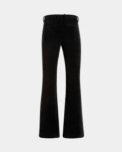 Flared Pants In Black Cotton Corduroy
