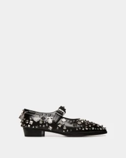 Glendale Mary-Jane In Black Leather with Studs
