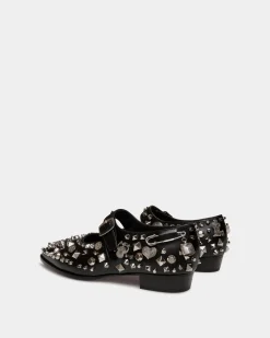 Glendale Mary-Jane In Black Leather with Studs