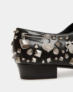 Glendale Mary-Jane In Black Leather with Studs