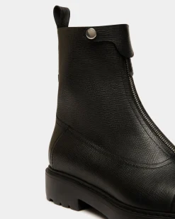 Gusto Bootie in Black Grained Leather