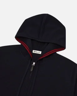 Hoodie In Navy Blue Wool