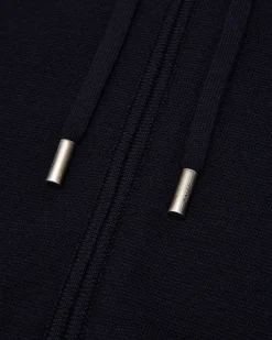 Hoodie In Navy Blue Wool